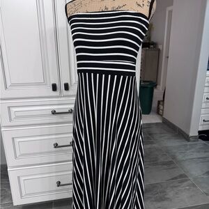 West Kei Black and White Strapless maxi Sundress